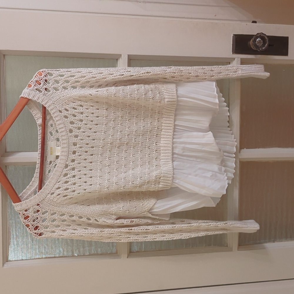 Anthropologie Maeve Cream Lace Top